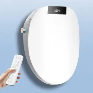 Electric Bidet Toilet Seat with Remote Control, Adjustable Warm Water and Air Dryer, Heated Toilet Seat, Oscillating Spray Wash, LED Nightlight