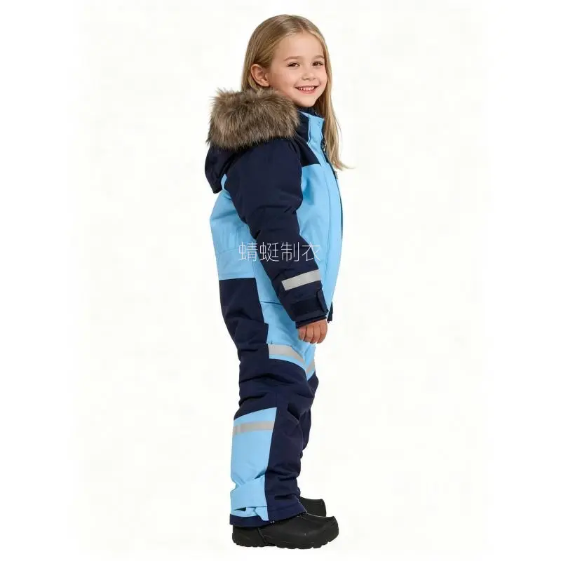 Kids' Polyester Winter Ski Jumpsuit - Windproof, Loose-Fit, Zippered Snowsuit for 4-13 Years Boys & Girls Outdoor Warmth, 4-5Y, 5-6Y, 7-8Y