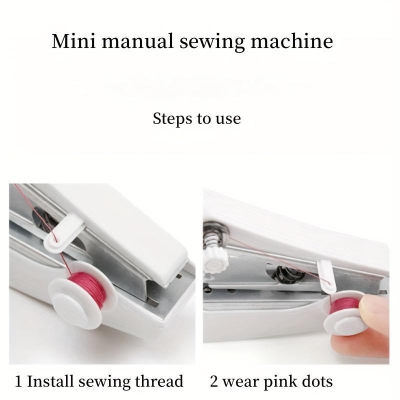 Portable Handheld Sewing Machine Set, Includes 1 Mini Portable Sewing Machine with 12pcs Polyester Threads- Easy Manual Stitching for Home Use