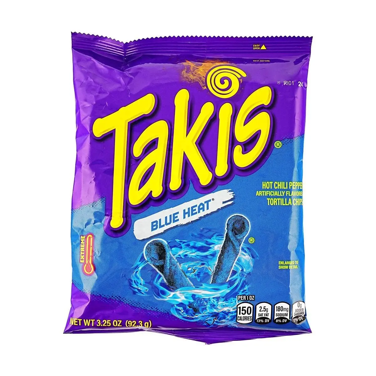 Takis Blue Heat Rolled Tortilla Chips - Explosively Sweet & Spicy Flavor, 3.25 oz Bag