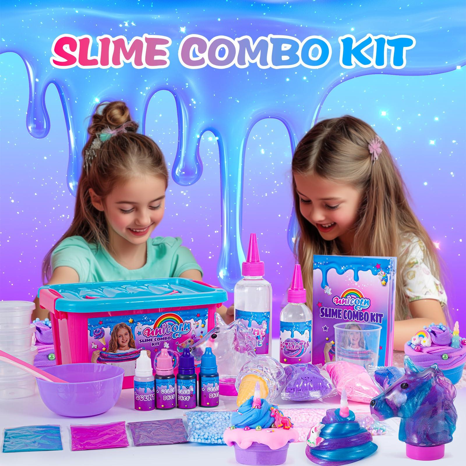 SUNDAY MIRTH Unicorn Slime Combo Kit for Girls Glimmer Crunchy Butter Galaxy Slime Party Favors for Kids Ages 6-12 Sensory Play Creativity Toys with Unique Textures Effects