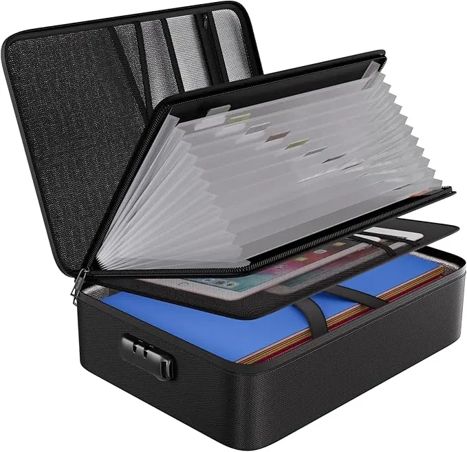 Fireproof File Organizer Bag - 13 Colorful Pockets, Accordion Folder, Lockable Labelled Storage Box, Multi-Layer Portable Flame-Retardant Temperature Resistant Home Safe for Important Documents,dorm room inspo,college dorm essentials,dorm haul