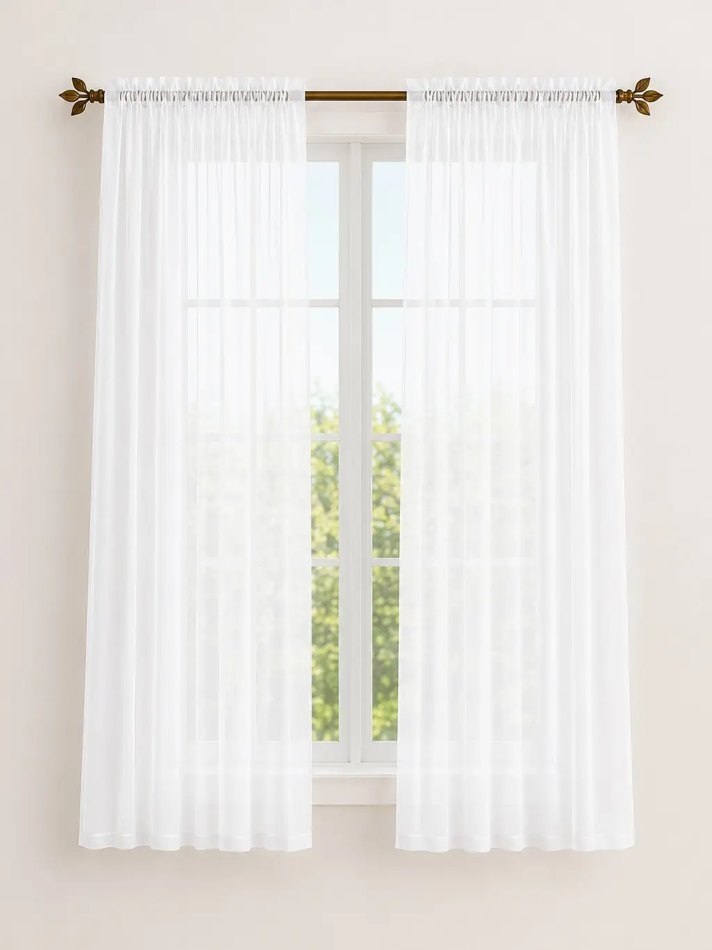 Sheer Curtains 104 x 84 Inch Total, 2 Panels, Light Filtering Rod Pocket Curtains for Bedroom and Living Room, Room Decor, House Decor Window Curtain