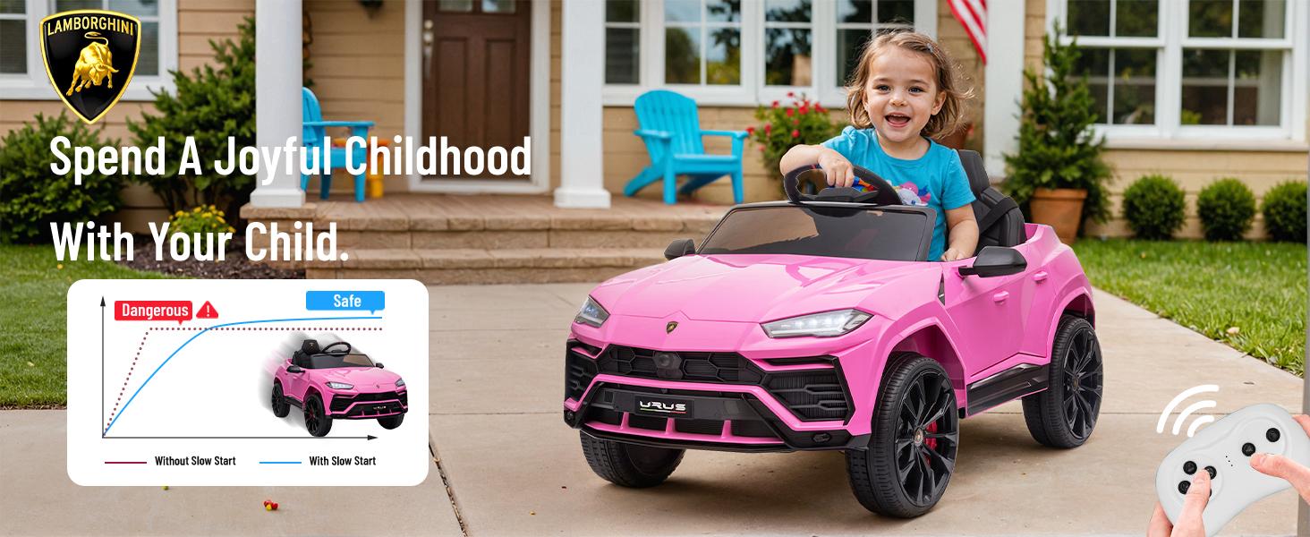 First Ride On Lamborghini Urus 12V Ride On Car for Kids, Pink Electric Car with Remote & Music, Perfect Christmas Gift | Black Friday Deal