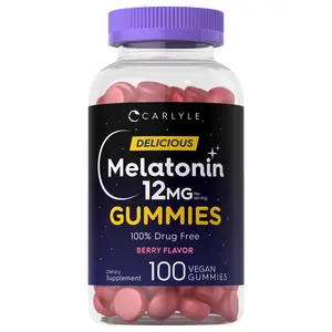 Carlyle Melatonin Gummies 12mg | 100 Count | Berry Flavor | Vegan Supplement | Non-GMO, Gluten Free