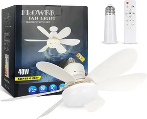 Socket Fan Light, 20.5IN Light Bulb Fan with Remote Dimmable, Screw in Fan and Light Combo for Garage Kitchen Bedroom Balcony Living Tools Store Laundry Room