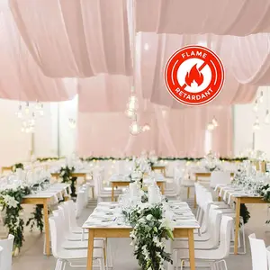 Dusty Rose Sheer Ceiling/Curtain Draping Panels Durable Flame Resistant Fabric 10ftx30ft