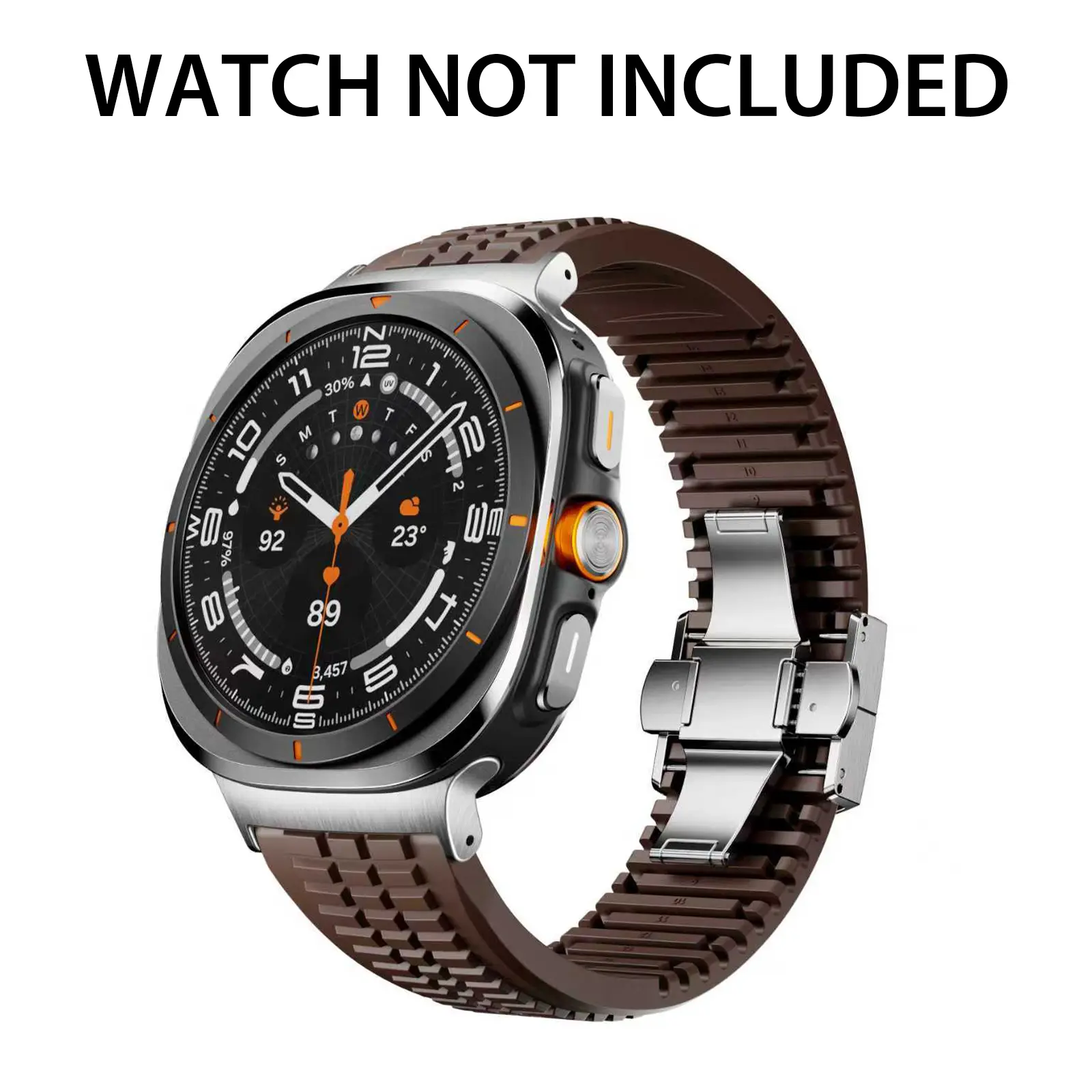 CRAZYGRASS Rugged Stepped Premium Silicone Strap For The Galaxy Watch Ultra 47mm Features A Double Folding Security Clasp A Non Slip Texture And A Comfortable Fit watchband [Watch not Included], Watch Straps, Wearable