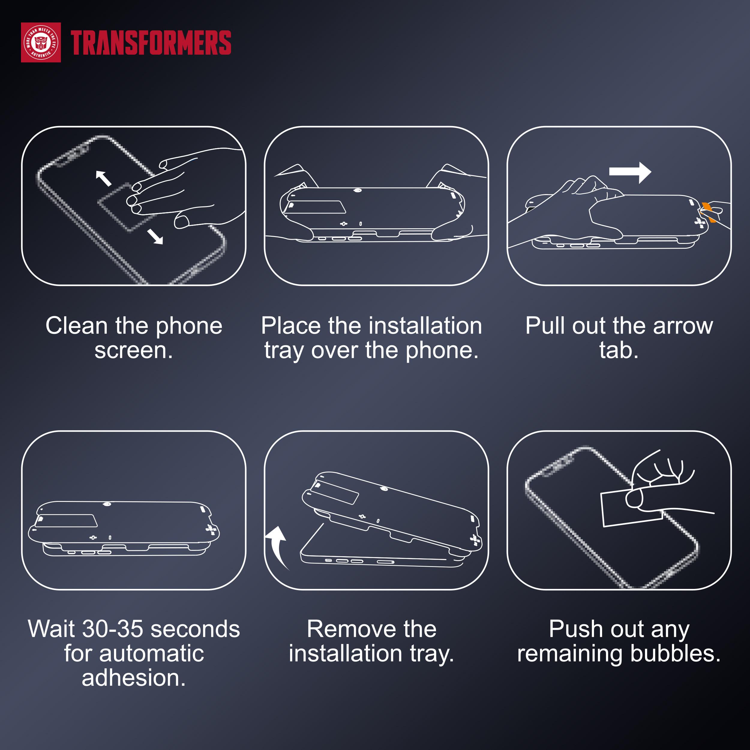 TRANSFORMERS Privacy Screen Protector Set,Screen protectors for iPhone, offering privacy protection, automatic dust removal during installation, bubble-free application, high-definition clarity, and easy installation.