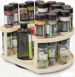 Two-Tiered Spice Organizer & Holder That Saves Space, Keeps Everything Neat, Organized & Within Reach With Dual Spin Turntables outdoorfun