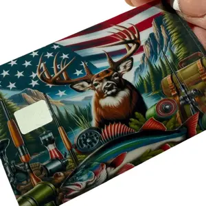 Anime Custom Credit Card Skin with Deer Illustration and Marine Elements -