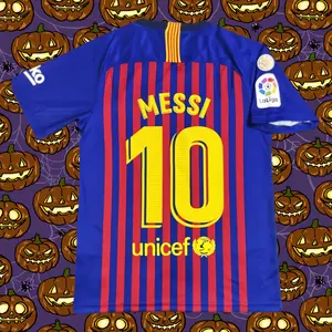 2018 2019 Home Blue Red #10Messi Short Sleeve Soccer Jersey
