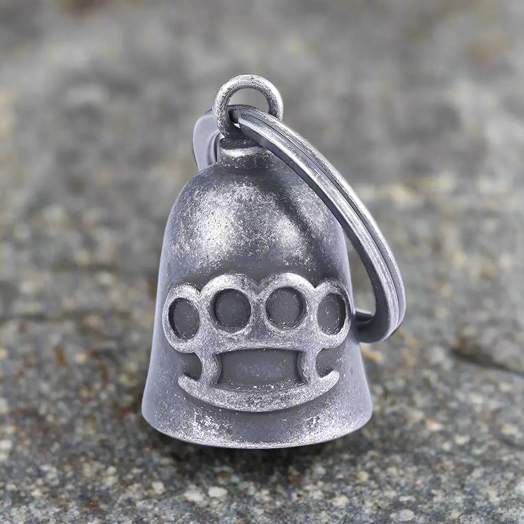 GTHIC Vintage Knuckle-Shape Guardian Bell Stainless Steel Keychain, Silver Portable Everyday Accessory for Adults, Birthday Gift Jewelry Charm, Keychains, Unisex
