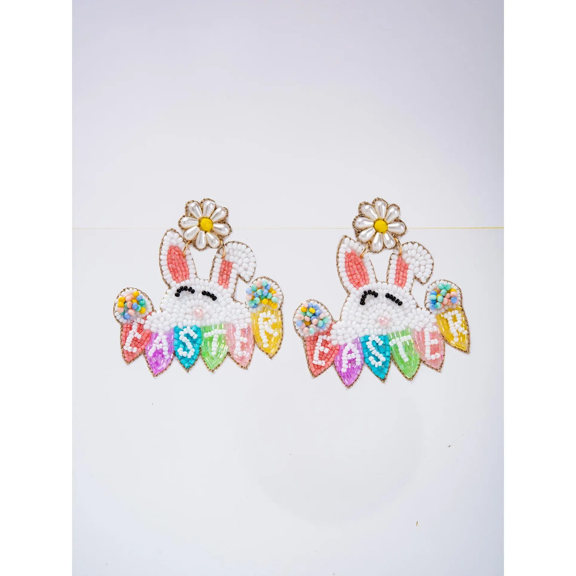 Emma Easter Rabbit Garland Bead Mix Drop Earrings