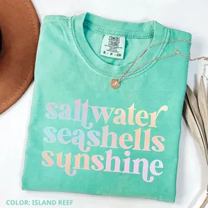Comfort Colors Sunshine Beach Vacation Shirt, Beachy Coastal, Women Summer T-shirt, Beach Crewneck Tees, Vacation Outfits, Seashells, Beach Lover Gifts, Cotton Fabric