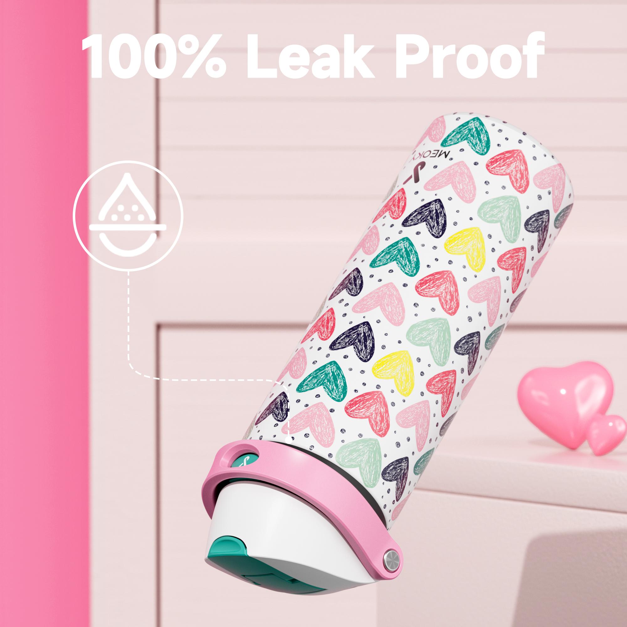 MEOKY 24oz Insulated Water Bottle, Hot Water Mug,2-in-1 Straw & Spout Lid, Leak-Proof, Non-Slip Base, BPA-Free,Travel, School, Office,Valentine’s Day Gift