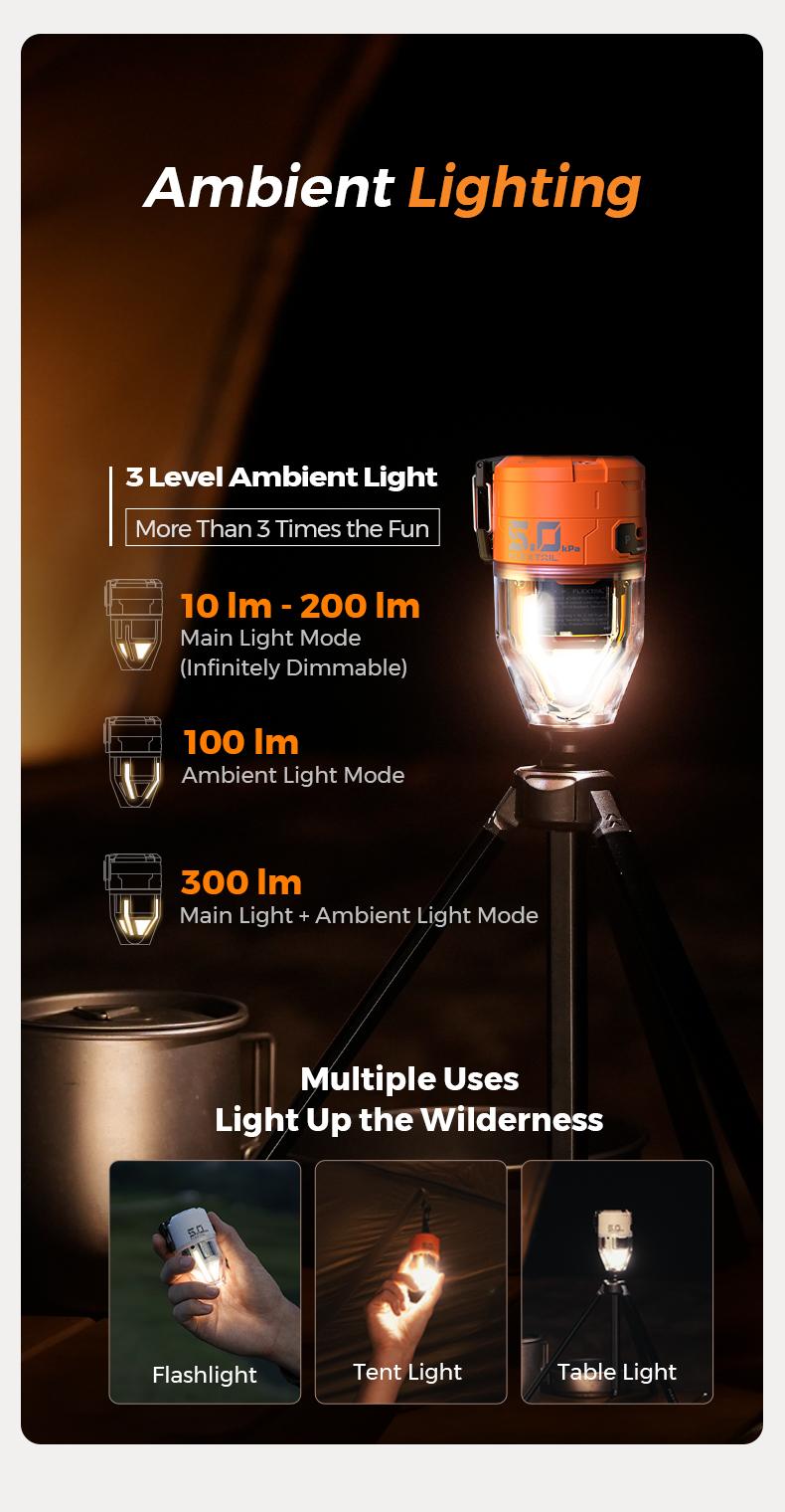 FLEXTAIL Max Pump 3 Air Pump for Inflatables Portable with Camping Light Transparent Design 5.0 kPa Pressure 500 L/min Airflow 6 Nozzles - Inflating Bed