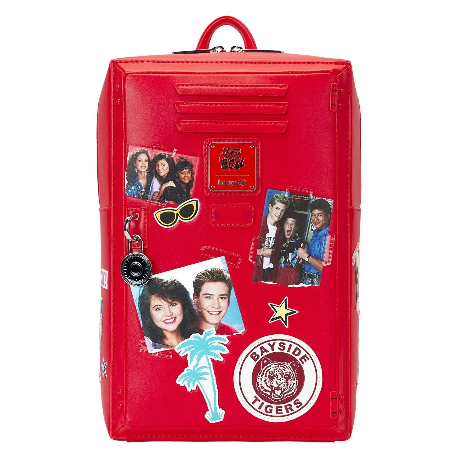Loungefly Saved By The Bell Retro Faux Leather Mini Collectibles Backpack for Women, Bayside High Locker Figural Bag with Lightweight Zip & Enamel Charm, 1-Size Soft Shell Small Backpack with Adjustable Strap, 7.5” W x 12” H x 4” D Casual Campus Bag, One