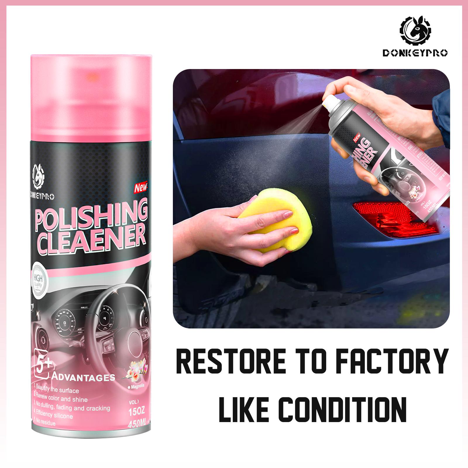 DONKEYPRO 15 oz Quick Interior Detail Cleaner Spray Bottle - Polished Coated, Anti-Aging, UV Protection Degreaser, Car Cleaning Supplies with Dashboard Leather Cleaner