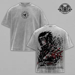 Sasuke Walking in Darkness Vintage Washed Tee Oversized T-shirt - Naruto Anime Graphic Tee, Anime Inspired Shirt, Streetwear Casual Soft Cotton Apparel, Unisex Top, Gift For Naruto Fans