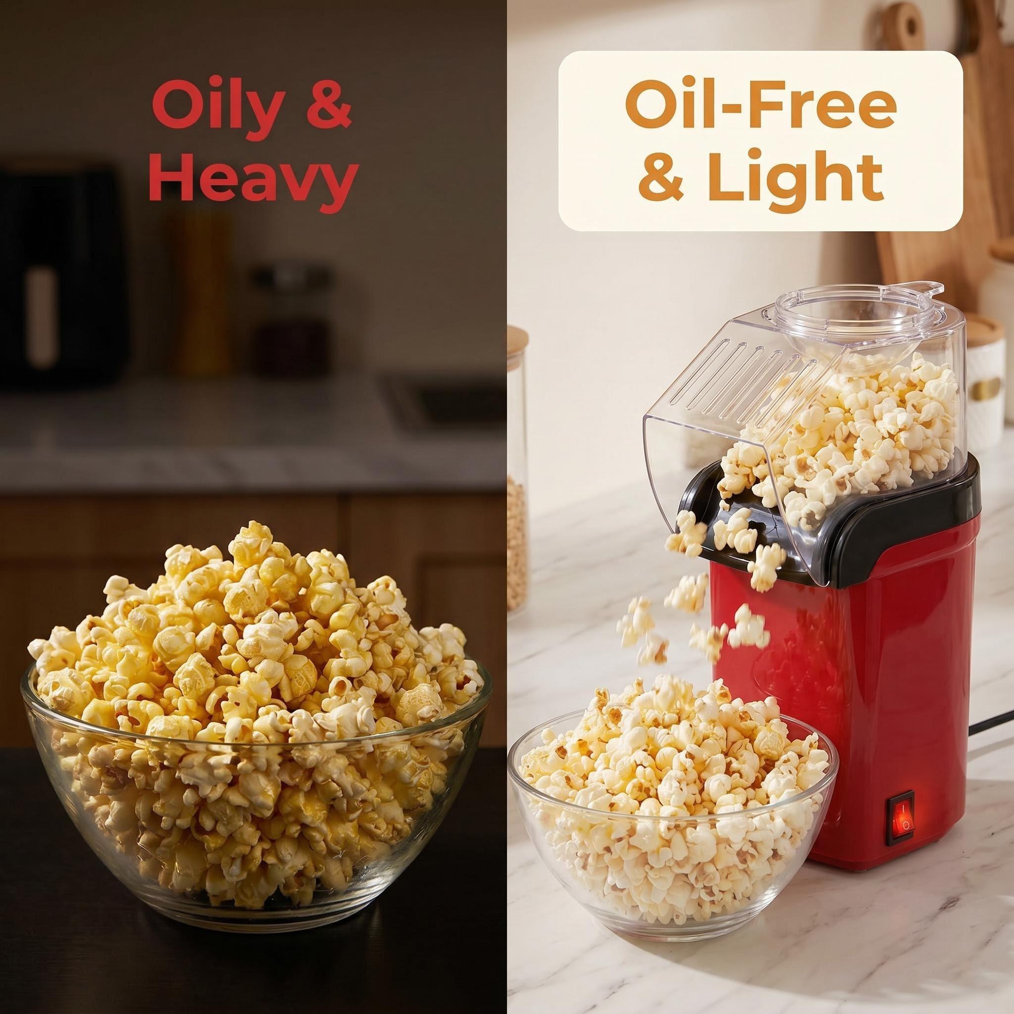 SINCHO 1200W Power Popcorn Maker - Detachable Parts Home Kitchen Gadget, Pops Popcorn in 1 Minute, No Butter Required, Supports Healthy Eating, Ideal for Family Movie Night, Kitchen Gadgets