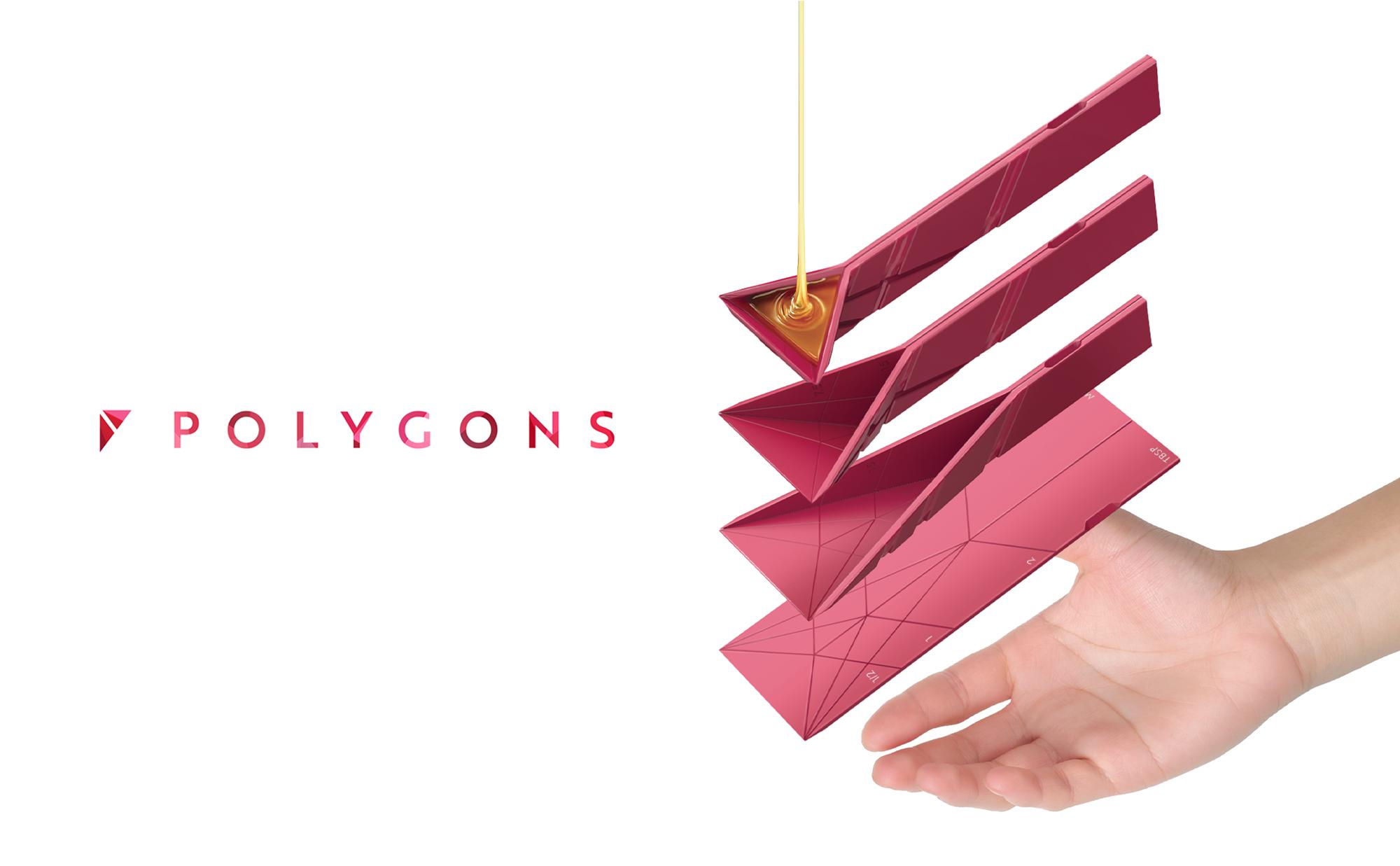 The Original Polygons 3-in-1 Folding Measuring Spoons – 6 Sizes in 2 Spoons, Magnetic & Space-Saving Kitchen Gadget for Easy Storage, Dry/ Wet Materials
