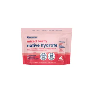 NativePath Native Hydrate Stick Packs, Sugar Free Electrolytes Powder with BCAAs, Mixed Berry Hydration, Keto & Paleo Friendly, 30 Servings