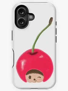Cherry Monchhichi Bebechhichi iP Case, Cute Phone Case, Funny Gift, Gift for Women, Mom, Sister, Friend, Him/ Her, Birthday - iP Xr, 11, 12, 13, 14, 15, 16, 17, S21, 22, 23, 24, 25 - Tough Case, MagSafe Case, Phone Case