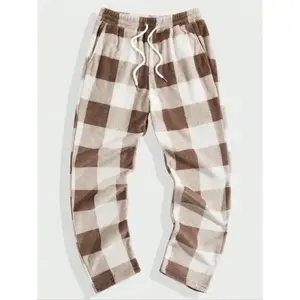 2026 New StyleMen's Plaid Print Drawstring Waist Flannel Sweatpants, Regular Fit Casual Comfortable Trousers for Fall & Winter in Multicolor Gingham Checkered