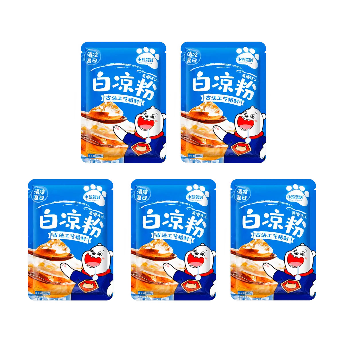BEAR COMING Instant Jelly Powder Mix - 500g Value Pack for Hot Pot, Desserts & Snacks