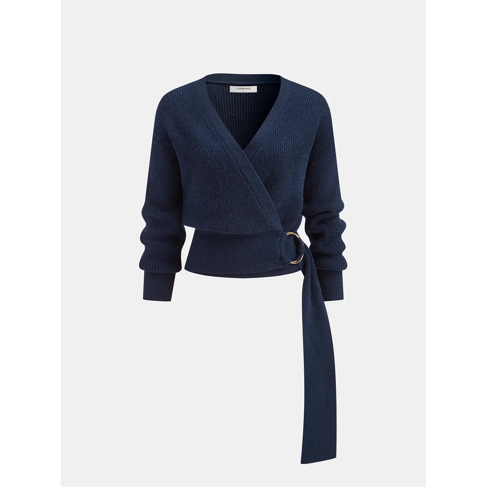Women's Metal Ring Knit Wrap Cardigan, Long Sleeve Basic Casual Knitwear Tops, Minimalist, Lady