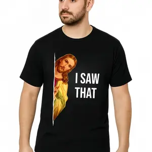 Men's Graphic Jesus Meme T-Shirt Casual Black Crew Neck 100 Cotton Machine Washable All Season Apparel