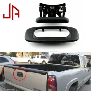 Textured Black Tailgate Door Handle & Bezel for 1999-2007 Chevy Silverado, GMC Sierra - Automotive Car Exterior Chrome Trim Accessory