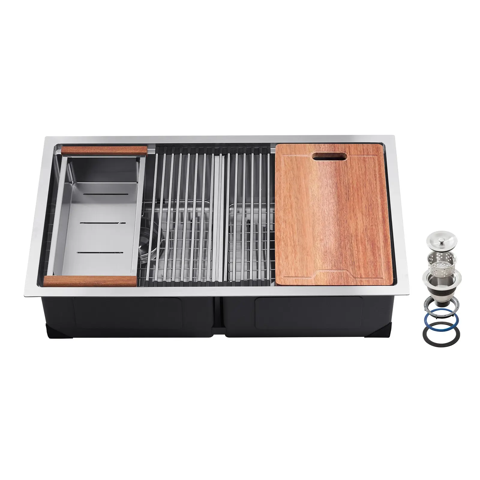 【Summerfinds】33" Kitchen Sink Undermount Double Bowl Drop-In Basin Stainless Steel Bar 【Summerfinds】33" Kitchen Sink Undermount Double Bowl Drop-In Basin Stainless Steel Bar