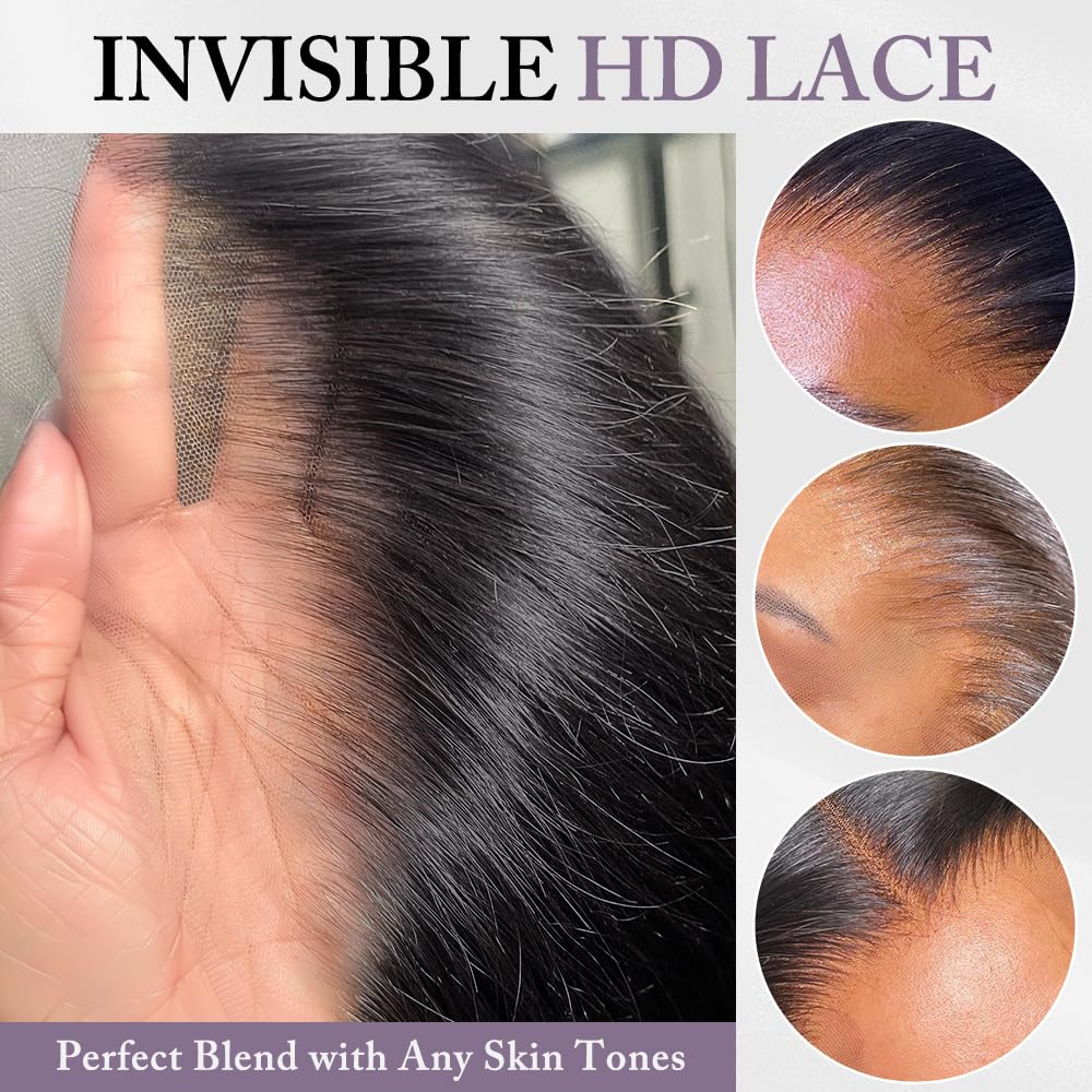 Glueless Bob Wig Human Hair Pre Plucked Pre Cut 180% Density 13x4 HD body wave Lace Front Wigs Human Hair for Black Women No Glue Upgraded Wear and Go Closure Bob Glueless ( Natural Color, 16Inch )