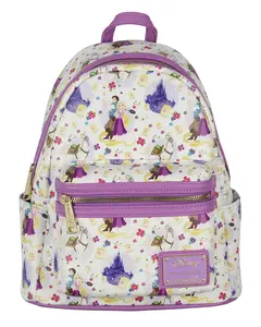 Loungefly Disney Tangled Rapunzel Flynn Ryder And Maximus All-Over Print Cute Mini Backpack 11"