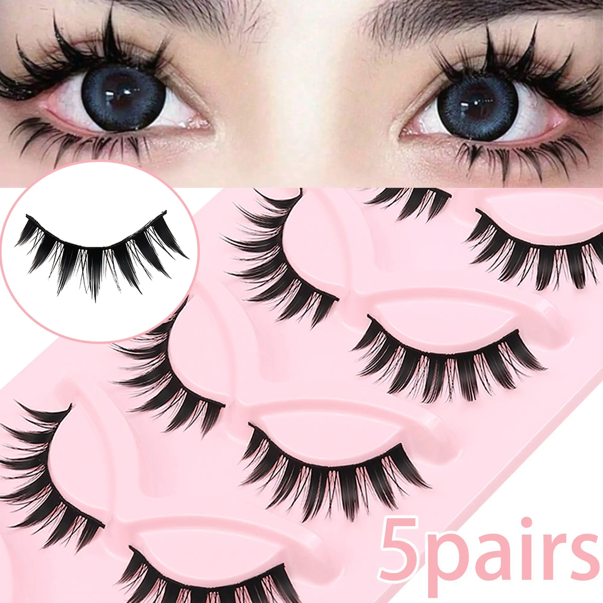Anime Cartoon Eyelashes, Dramatic Full Strip Lashes, Big Eye Effect, Reusable for Beginners, Doll Eye Style, Role Play, Party Strips, Makeup, False Eyelashes