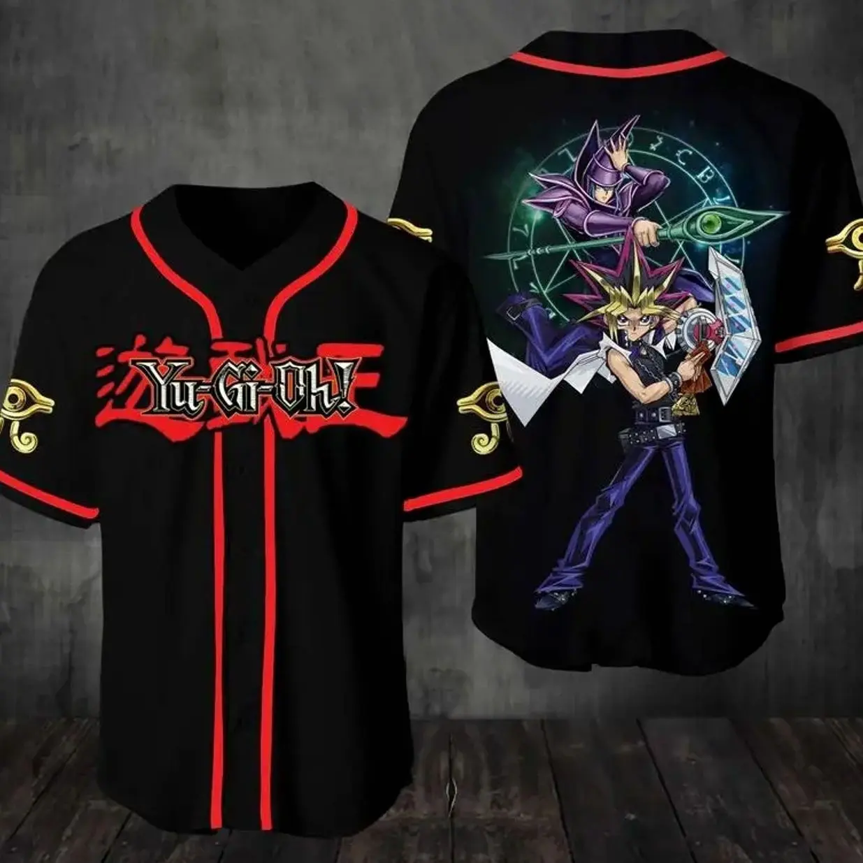 BaseMode YugiOh Dark Anime Baseball Jersey Japanese Anime Baseball Jersey Gift For Anime Lover Fan Loose Fit 100% Polyester Warp Knitted Fabric