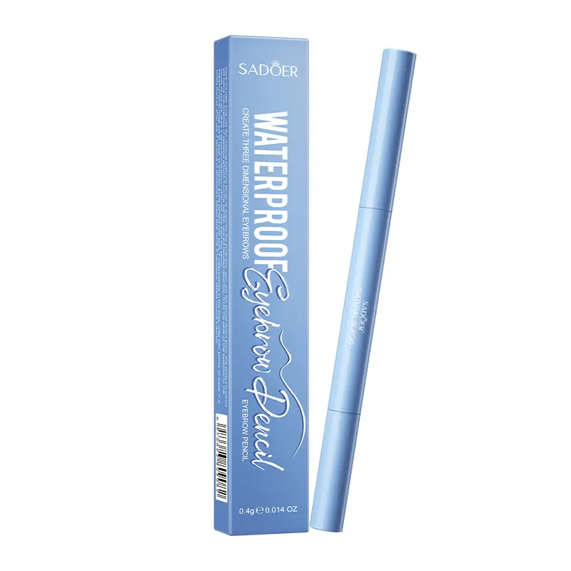 Waterproof Eyebrow Pencil, Dual-Ended Long-Lasting Brow Pen with Autorotation Triangular cut pencil  & Eyeliner brush，Natural Hair-LikeStrokes, Smudge-Proof，Easy to Use