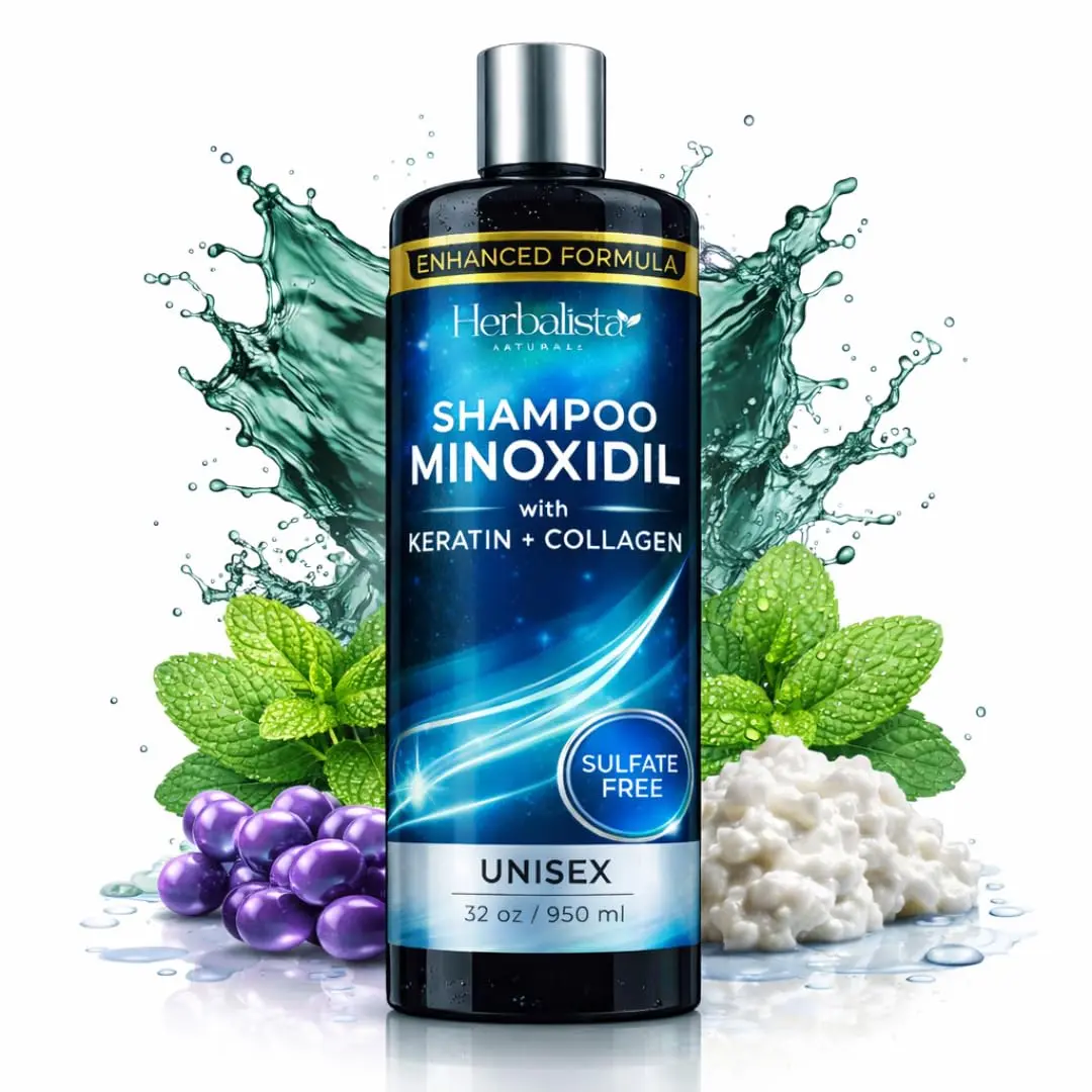 Minoxidil Shampoo w/ Biotin + Collagen Shampoo, Sulfate-Free Thickening Hair Cleanser for Fuller-Looking, Stronger Hair, Unisex Daily Scalp Care, 32 oz (950 ml)