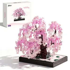 【Summervibes】WISE BLOCK Sakura Tree Building Block Set for Adult 900Pcs Artificial Blocks Unique Structures Fun Wooden Model Kit Wooden Diy Kit