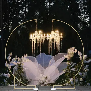 2Pcs Curved Gold Metal Wedding Arch Backdrop Stand,8.2ft Balloon Arch Stand For Wedding Ceremony, Engagement Party,Bridal Shower,Celebration Event Decoration