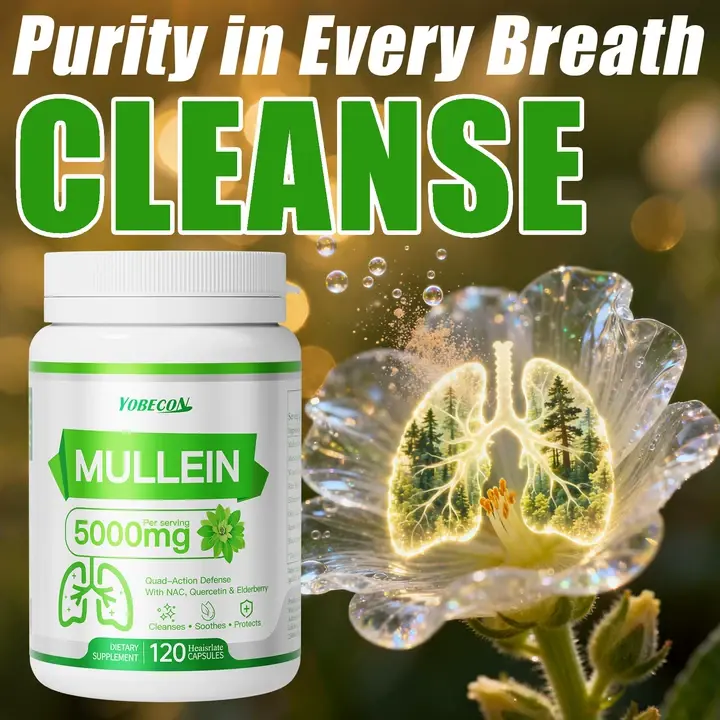 Heaisrlate 5000mg Mullein Leaf & NAC Dietary Supplement - Lung Support, Mucus Removal, Dry Cough Relief, Elderberry-Infused Antioxidant Nutritional Supplement, Allergen-Free Airway Care