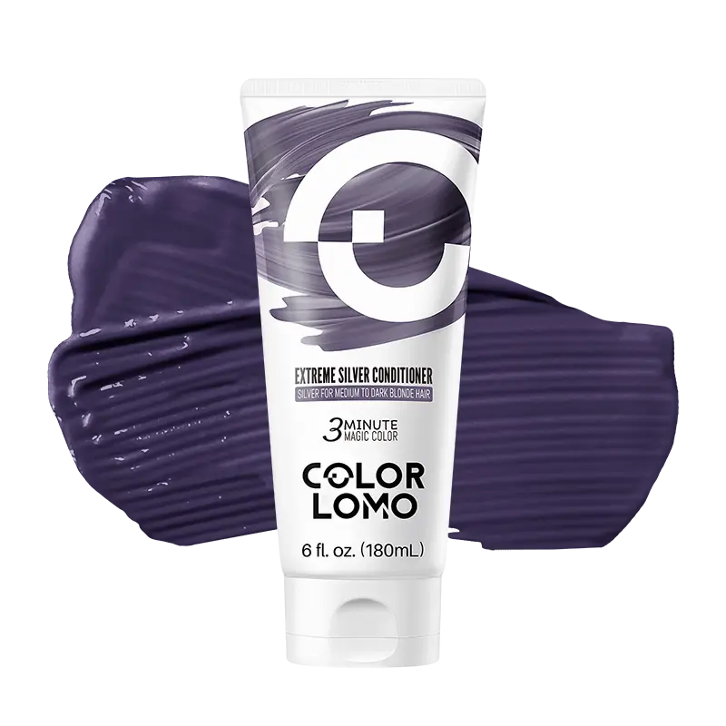 COLORLOMO Extreme Silver Color-Depositing Conditioner, 3-Minute Nourishing Hair Mask with Shea Butter for Silver Grey Hair, Sulfate-Free Liquid, 180ml