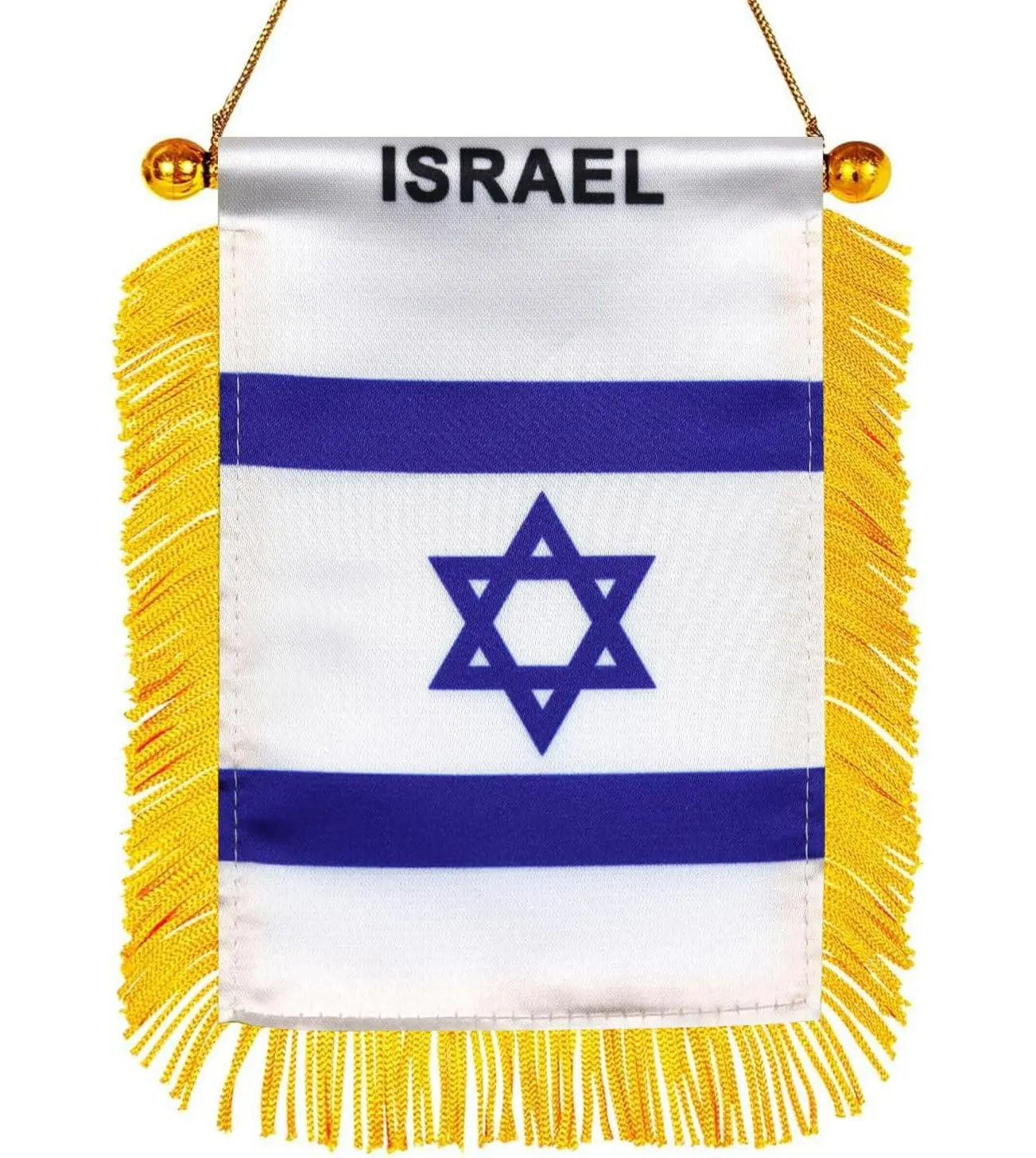 2 Pack-Israel Fringy Window Hanging Flag -4''x6'' Double sided Small Mini Israeli Flag Banner for Car Rearview Mirror Décor - Israeli Hanging Flag with Suction Cup & Fringy-4x6 ''