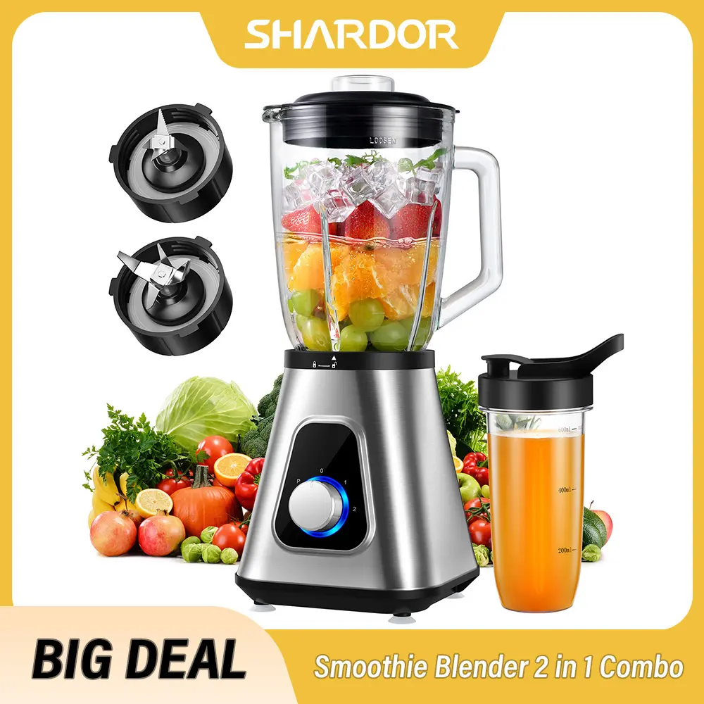 1200W Blender for Shakes and Smoothies, Countertop Blender and Personal Blender Combo, for Frozen Fruit Drinks, Smoothies, Sauces, 52oz Sliver Mixer Machine Appliance Kitchen Juice Power Household,home essentials tiktokshopbacktoschool
