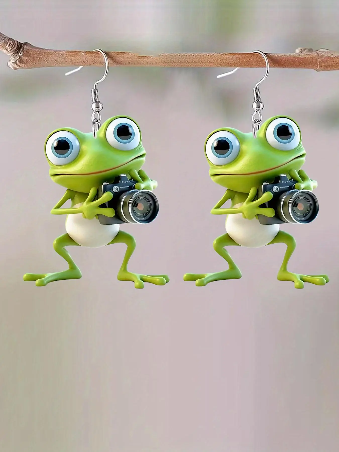 Cute Frog Design Earrings Dangling, Fashionable Acrylic Jewelry for Women & Girls, Trendy All-match & Exquisite Jewelry for Birthday Gift
