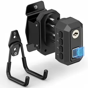 Gun Lock Wall Mount - Quick Access Biometric Trigger Lock with Gun Rack for Wall, Vertical Heavy Metal Wall Hooks for Rifle, Shotgun & Pistol, Space-Saving Hidden Storage for Garage, Desk, Car