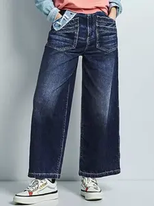 Wide Leg Stretch Jeans - Comfortable Soft and Breathable for Casual Wear Denim Womenswear with High Waist and Loose Fit
