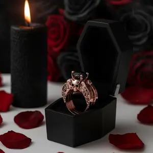 Eternal Love Rings- Round Cut Diamond Option Skull Engagement Ring in 14k White Gold